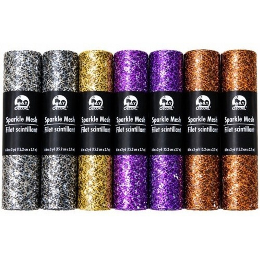 Set of 7 Recollections Sparkle Tuile Mesh Rolls - 6" x 108"